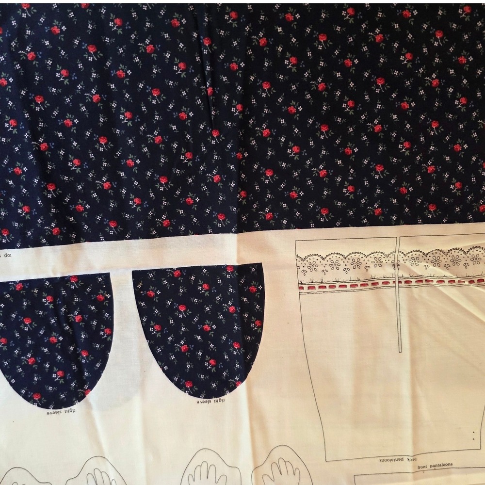 VIP Goldilocks Storybook Doll Fabric Panel Navy Floral Cut and Sew. - Picture 5 of 6